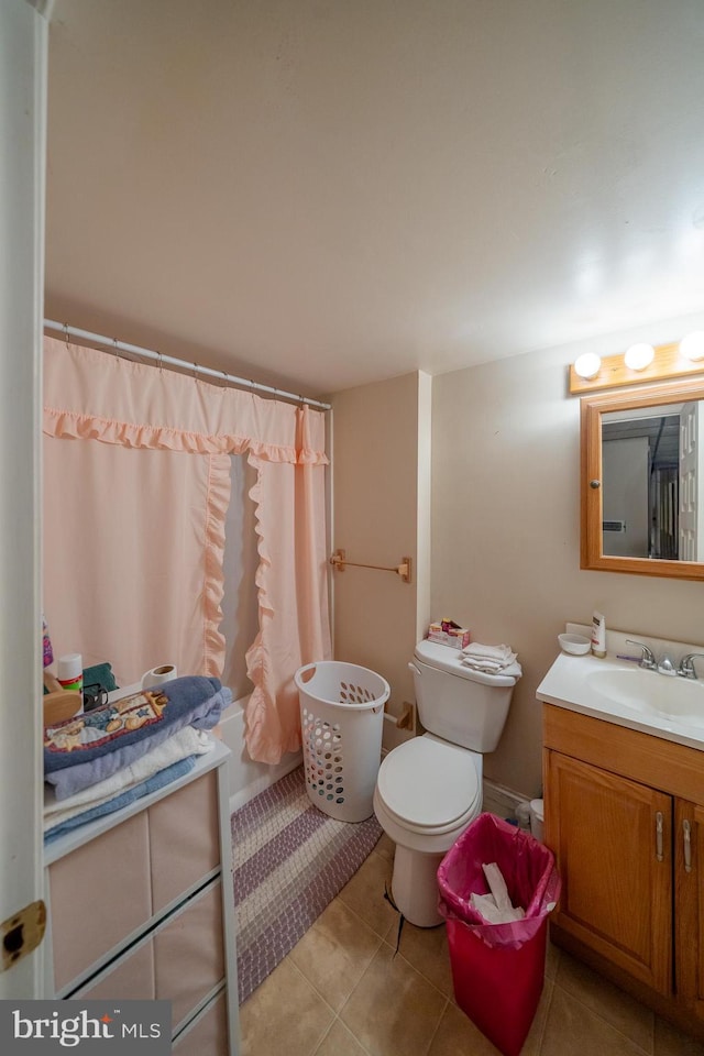 full bath featuring tile patterned flooring, toilet, and vanity