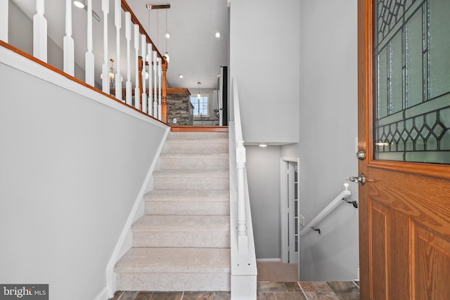 stairway with baseboards