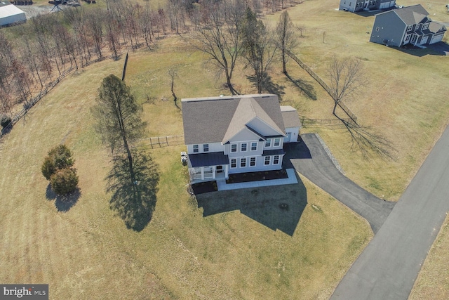 bird's eye view with a rural view