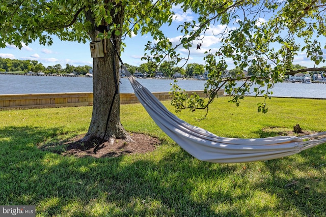 view of yard featuring a water view