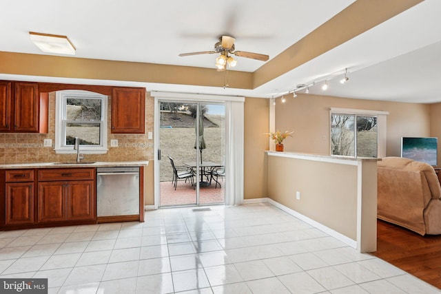 kitchen with a healthy amount of sunlight, a sink, and stainless steel dishwasher