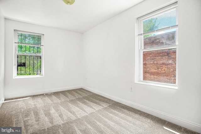 unfurnished room with baseboards and carpet flooring