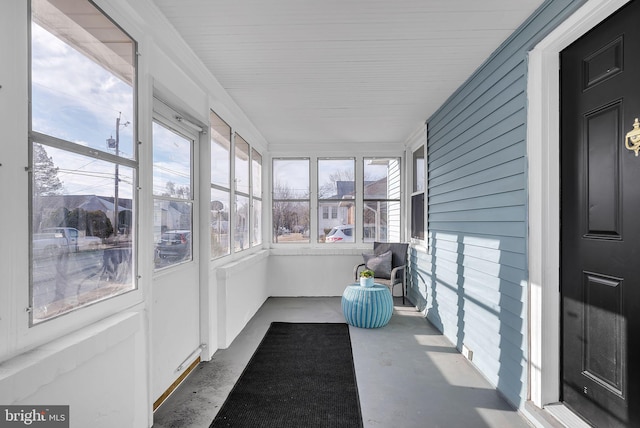 view of unfurnished sunroom