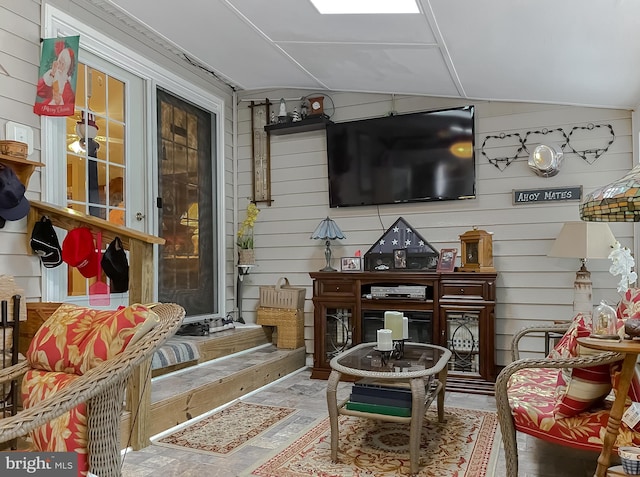 interior space with vaulted ceiling