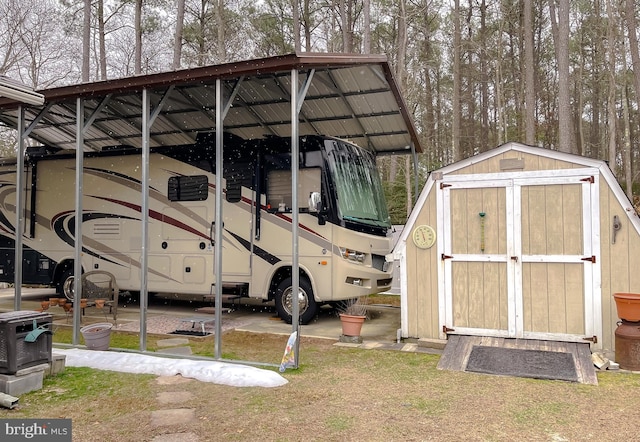 view of shed featuring a detached carport