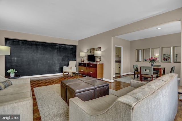 living area with baseboards