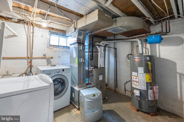 basement featuring gas water heater