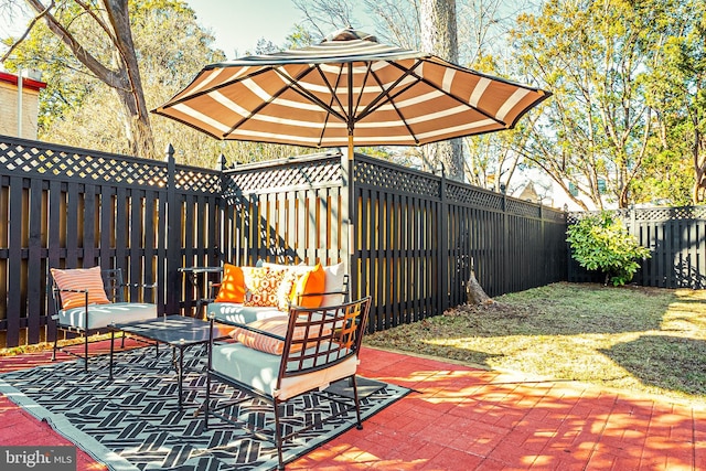 view of patio with a fenced backyard