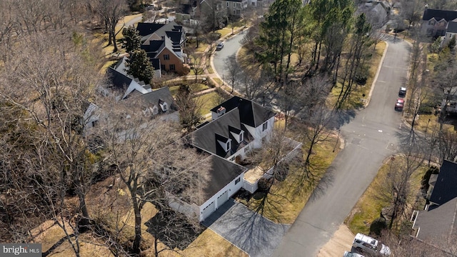 drone / aerial view with a residential view