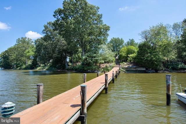 dock area featuring a water view