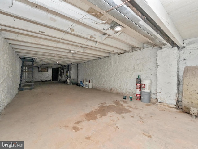 view of unfinished basement