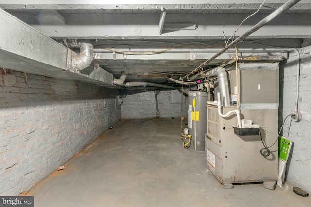 unfinished basement with water heater