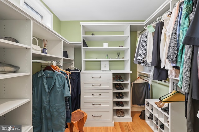 spacious closet with light wood finished floors