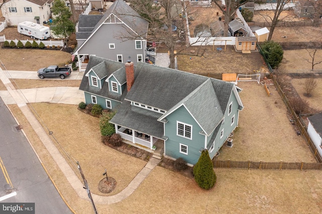 aerial view featuring a residential view