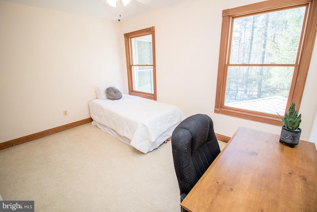 bedroom with baseboards and carpet flooring