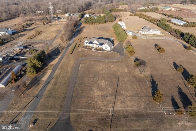 aerial view featuring a rural view