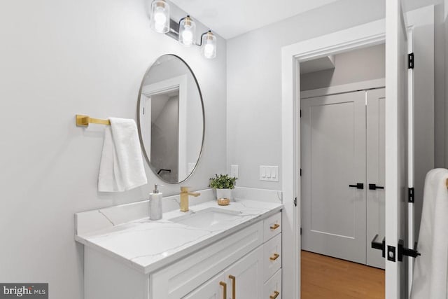 bathroom featuring wood finished floors and vanity