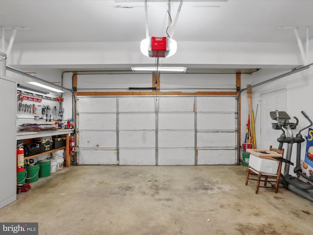 garage with a garage door opener