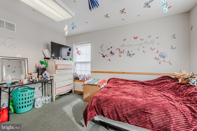 bedroom with carpet floors and visible vents