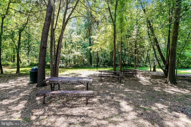 view of home's community with a forest view