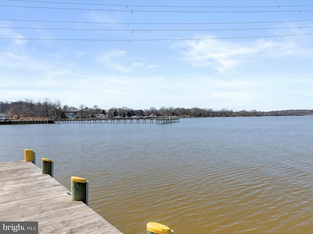 view of dock featuring a water view