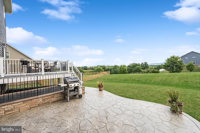 view of patio / terrace featuring fence and grilling area