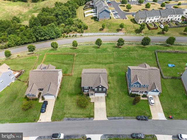 bird's eye view with a residential view