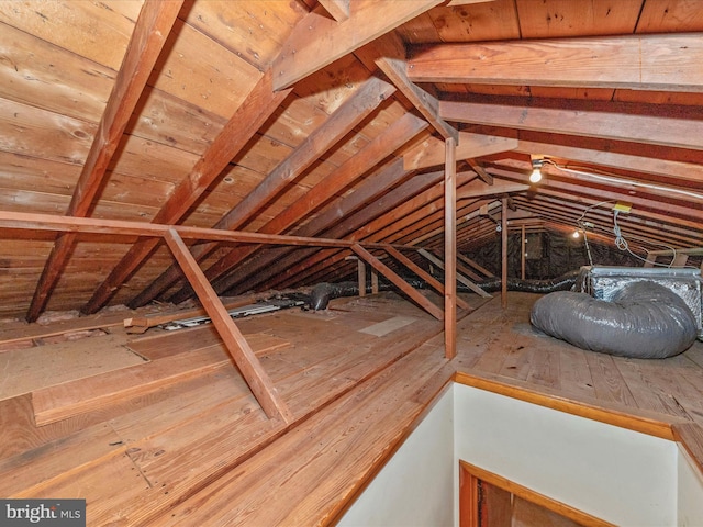 view of unfinished attic