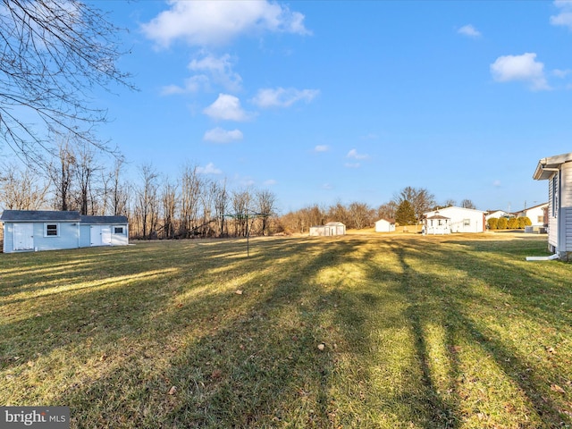 view of yard featuring an outdoor structure