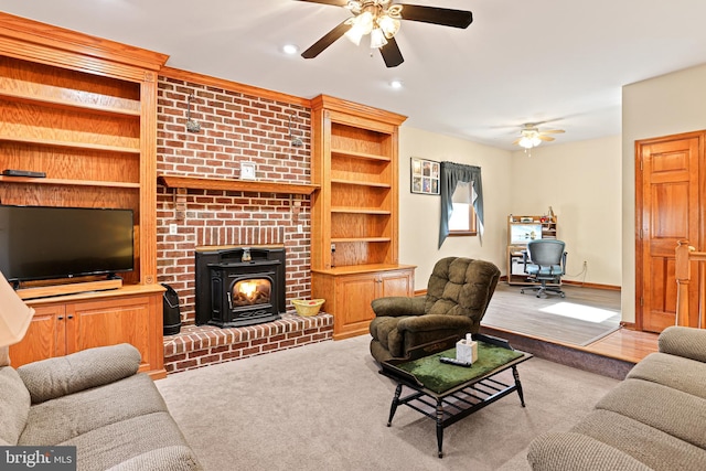 20 Glade Ave, Baltimore, MD 21236 - carpeted living area featuring ceiling fan, built in shelves, recessed lighting, and baseboards