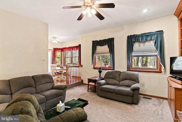 20 Glade Ave, Baltimore, MD 21236 - carpeted living area featuring a ceiling fan and baseboards