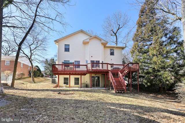 20 Glade Ave, Baltimore, MD 21236 - rear view of house featuring a wooden deck and stairway