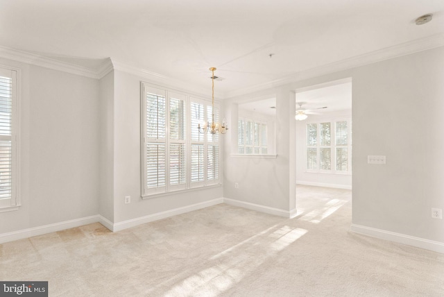 8610 Liberty Trl Unit 102, Manassas, VA 20110 - unfurnished dining area with light carpet, baseboards, a notable chandelier, and crown molding