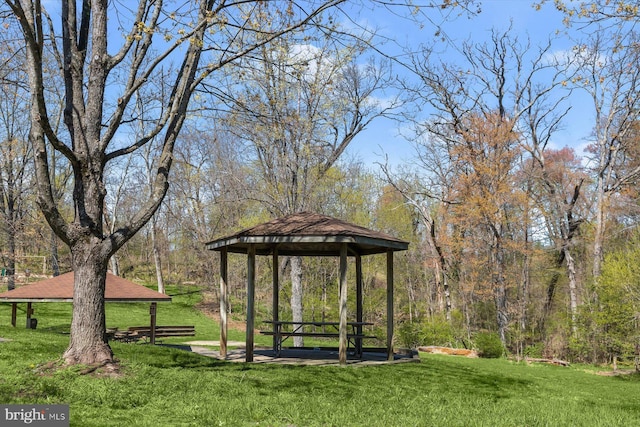 view of home's community featuring a gazebo and a lawn