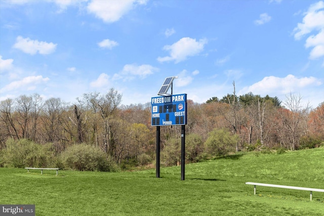 view of home's community featuring a lawn