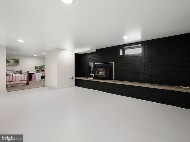 basement featuring recessed lighting