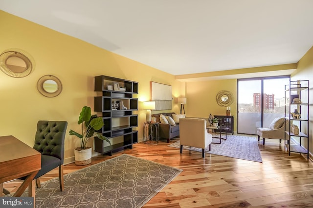 living area featuring wood finished floors