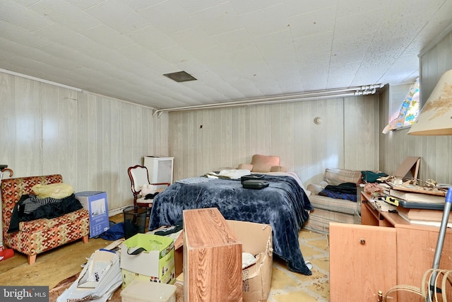 bedroom with concrete floors