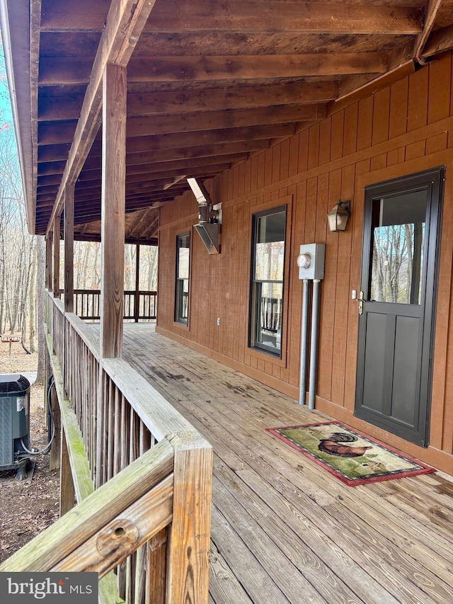 wooden deck with central AC