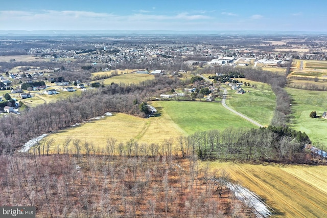 aerial view featuring a rural view