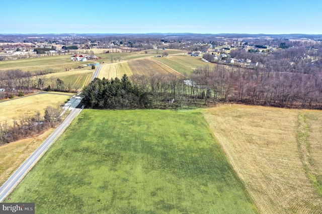 aerial view featuring a rural view