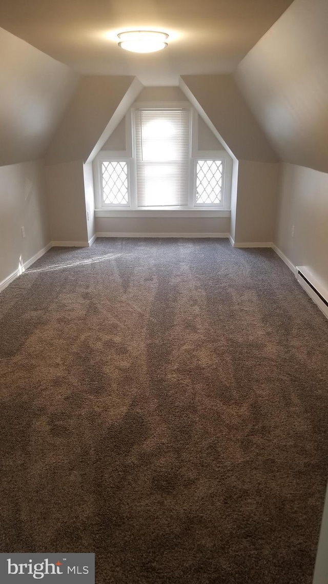 additional living space featuring lofted ceiling, carpet flooring, a healthy amount of sunlight, and baseboards