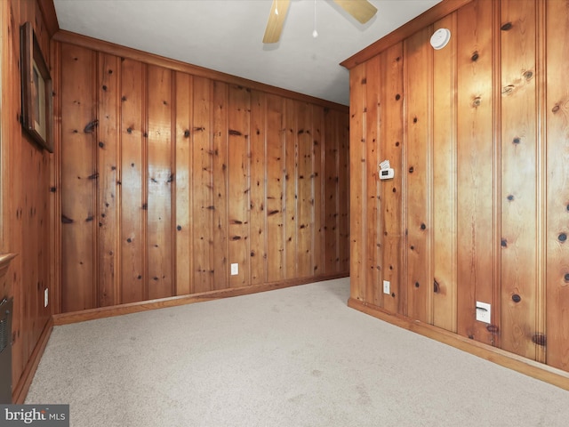 11116 Liberty Rd, Owings Mills, MD 21117 - carpeted spare room with wooden walls, ceiling fan, and baseboards