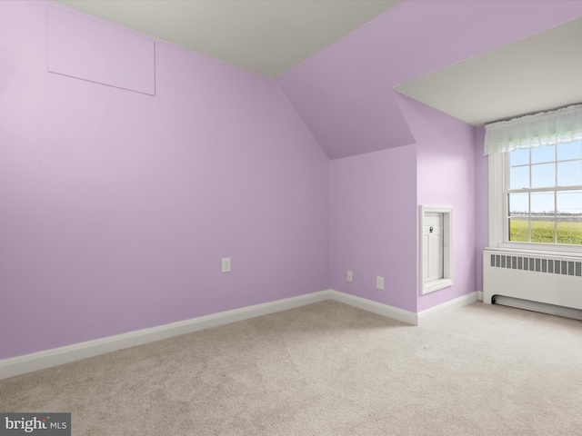 11116 Liberty Rd, Owings Mills, MD 21117 - additional living space featuring radiator, carpet, baseboards, and vaulted ceiling