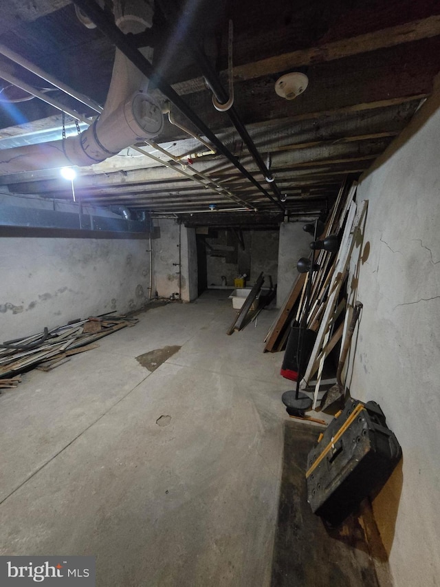 view of unfinished basement