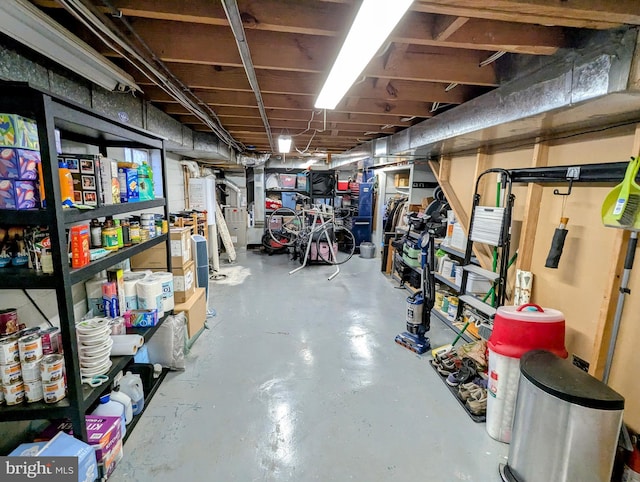 view of unfinished basement