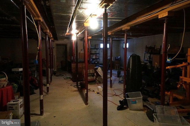 view of unfinished basement