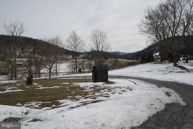 view of road with a mountain view