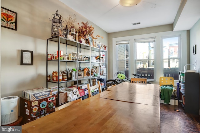 dining room featuring visible vents