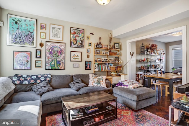 living room with wood finished floors